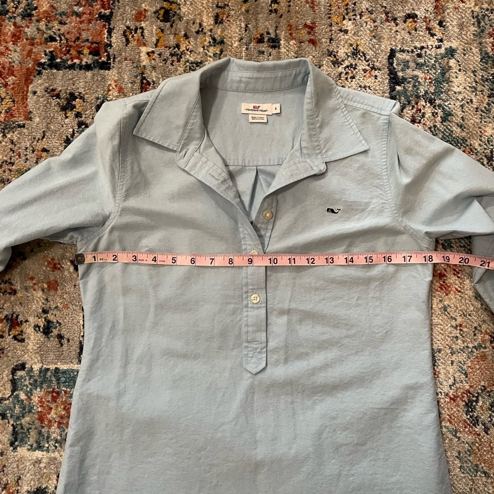 Vineyard Vines Half Button Down Blue Chambray Shi… - image 7